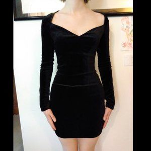 Nasty Gal Black Velvet Bodycon Dress